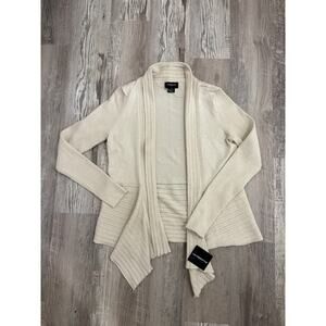 Liz Claiborne Career Metallic Open Front Cardigan Sweater Beige Women’s Medium